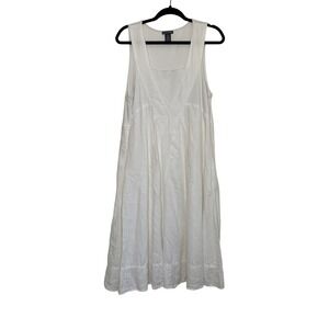Chelsea & Theodore Linen Dress‎ Womens XL White Sleeveless Midi Lagenlook Pocket